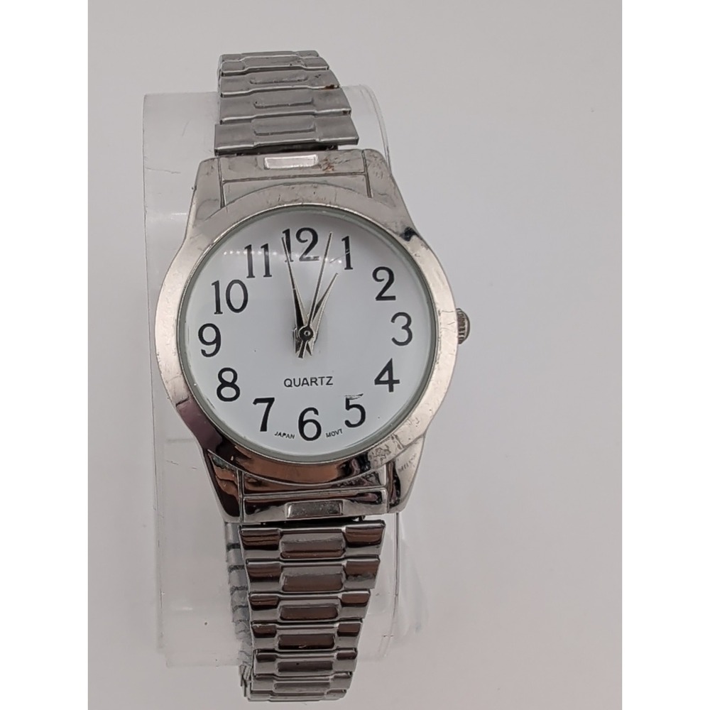Accutime Women's Watch 28mm Case Silver Stretch Band- New Battery